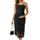 thumbnail image 1 of Vestido de maternidad de malla con fruncidos en los lados para mujer INSPIRE CHIC, vestido ajustado de tirantes para embarazadas, ideal para invitadas de boda, color negro, talla XL, 1 of 6