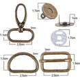 thumbnail image 2 of 40 Uds. De hebilla de Metal trideslizante + anillos en forma de D + ganchos giratorios + botones de costura magnéticos, accesorios Diy para cinturón, mochila, bolsas artesanales, 2 of 5