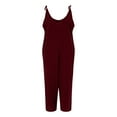 thumbnail image 6 of Wide Leg Solid Color Rompers,Women's Jumpsuit Casual Summer Bib Pants Bottons Romper With Button Pockets Less, 6 of 7