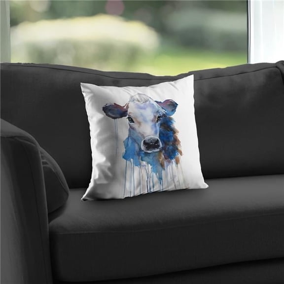 Begin Home Decor C1PT1414D96IEB 14 x 14 in. Watercolor Jersey Cow Throw Pillow - Brown Farm Animal Decor