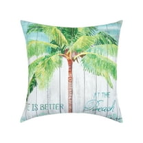 At The Beach Coastal Tropical Beach Premium Indoor/Outdoor Accent Throw Pillow, 18" x 18"