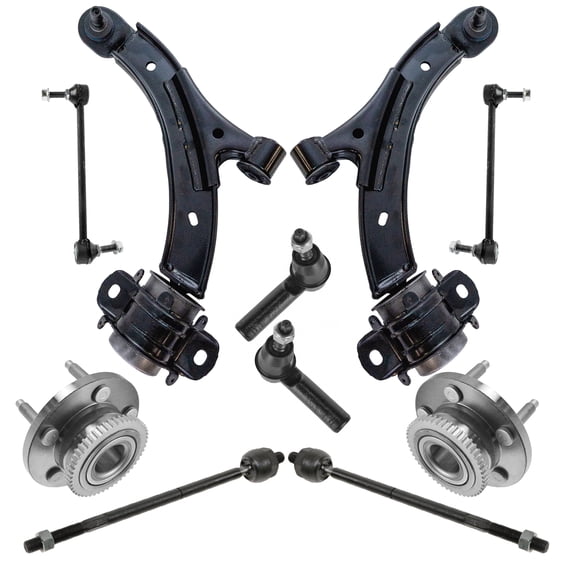 TRQ 10 pc Steering Suspension Kit Wheel Bearings Tie Rods Control Arms End Links PSA63541