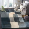 thumbnail image 4 of Area Rugs Indoor Non-Slip Rectangle Rug 2.7x5 Ft Abstract Color Block Grey Blue Brown Modern Style Rug Rubber Backing Floor Mats Non Shedding Home Decor Carpet for Entryway Living Room, 4 of 8
