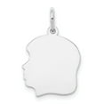 thumbnail image 1 of 14k White Gold Plain Medium Facing Left Engravable Charm, 1 of 3
