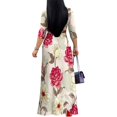 thumbnail image 3 of Vestido largo PinkPatty para mujer, cuello en V, manga 3/4, talla L, 3 of 8