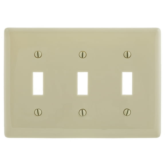 Hubbell NP3I Ivory Nylon Three Gang Toggle Switch Wall Plate