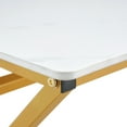 thumbnail image 6 of 47" Modern Coffee table with White Marble-patterned Rock table top and Gold Metal legs for living rooms, White, 6 of 15
