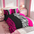 thumbnail image 2 of Manfei Zebra Stripes 7-Piece Bedding Comforter Set,Leopard Print King Bedding Sets,Pink Black Geometric Lines Bed Sheets For Boys Girl,Ultra Soft Home Decor Reversible, 2 of 8