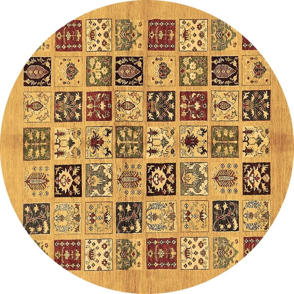 Ahgly Company Indoor Round Oriental Brown Modern Area Rugs, 3' Round