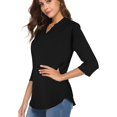 thumbnail image 3 of Blusa elegante de mujer con cuello en V, camisa de manga larga, blusa informal de trabajo, 3 of 5