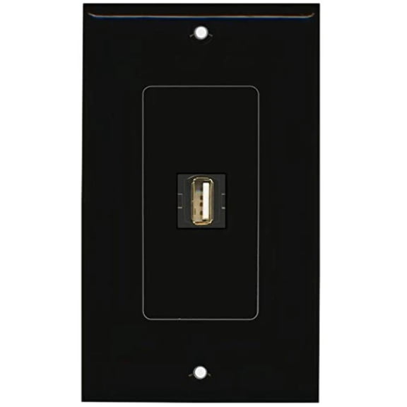 RiteAV USB A-A (Black) Wall Plate 1 Gang Decorative Black