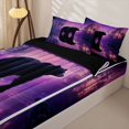 thumbnail image 3 of Castle Fairy Cosmic Starry Sky Bear Zipper Twin Comforter Sets with Fitted Sheet and 2 Pillowcases,Gradient Galaxy Animal Zipper Bedding Set,Purple Pink Black,Black Reversible,4-Piece, 3 of 6