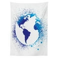 thumbnail image 3 of Ambesonne Abstract Tablecloth Rectangular Table Cover, Globe Ink Effect Map, 60"x84", Blue White, 3 of 4