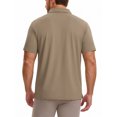 thumbnail image 2 of Puli Men's Short Sleeve Stand Collar Golf Polo 3-Snap 4-Way Stretch Moisture-Wicking Quick Dry, 2 of 7
