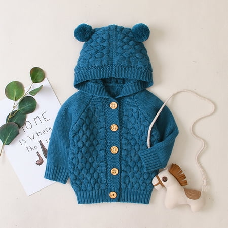 

Mioliknya Newborn Infant Boys Girls Kids Baby Sweater Hooded Knitting Warm Coat Outerwear Pink