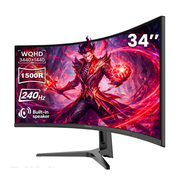 Suevery 34" 240Hz Curved Gaming Monitor, WQHD 3440x1440P, 1500R, 120% sRGB, Built-in Speakers, FreeSync, HDMI/DP, Black