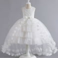 thumbnail image 2 of Miluxas Lace Tulle Flower Girl Dresses Tiered First Communion Dress for Kids Princess Birthday Party Gowns White 7 Years, 2 of 4