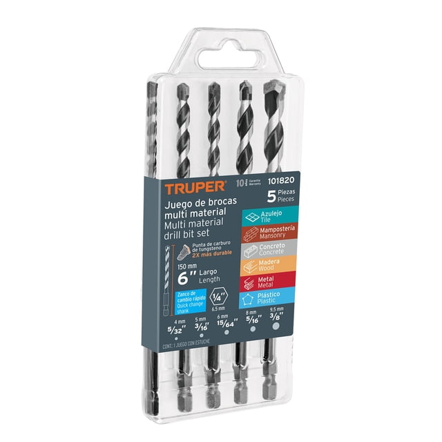 Juego de brocas multimaterial Truper 5 piezas