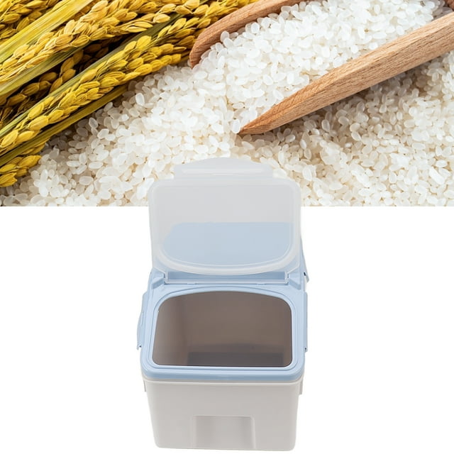 Boîte de Céréales de Grain de Riz Scellée Transparente Seau de Stockage de Nourriture Compartiment Blanc 5000ml de Riz Noir
