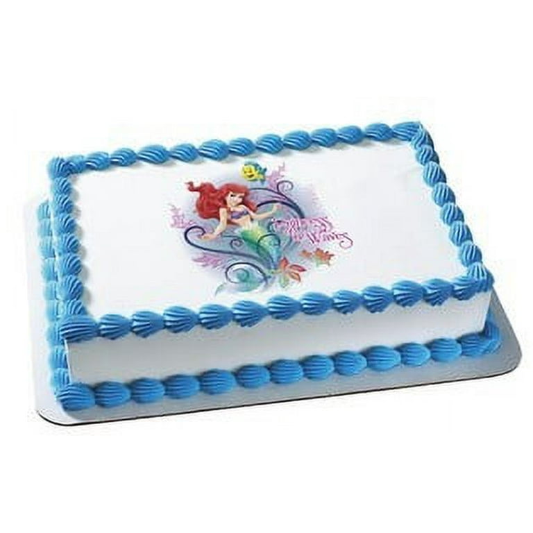 Cakecery Little Mermaid Princess Disney Edible Cake Image Topper Personalized Birthday Cake Banner 1/4 Sheet