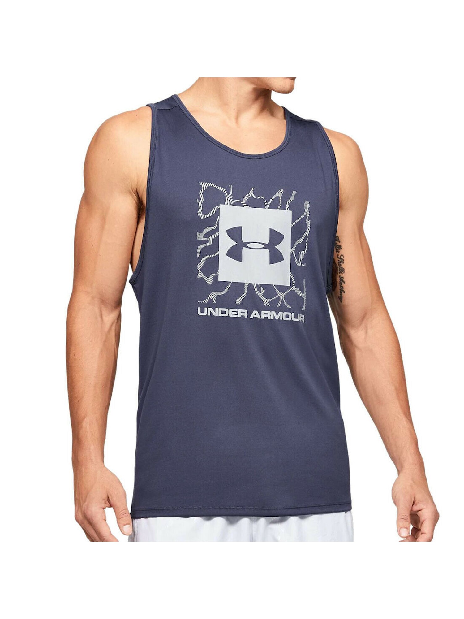 UNDER ARMOUR Mens Blue Logo Graphic Sleeveless Scoop Neck Tank Top S - image 1 of 3