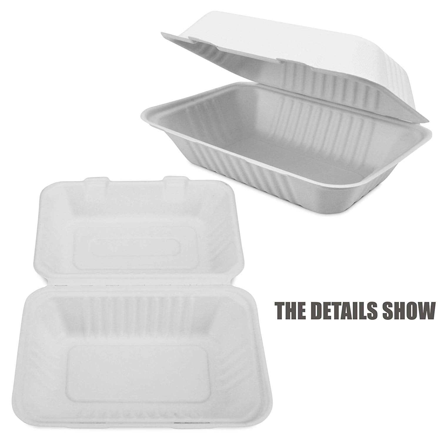 Styrofoam Clamshell Takeout Container - 150 Pack (260193)