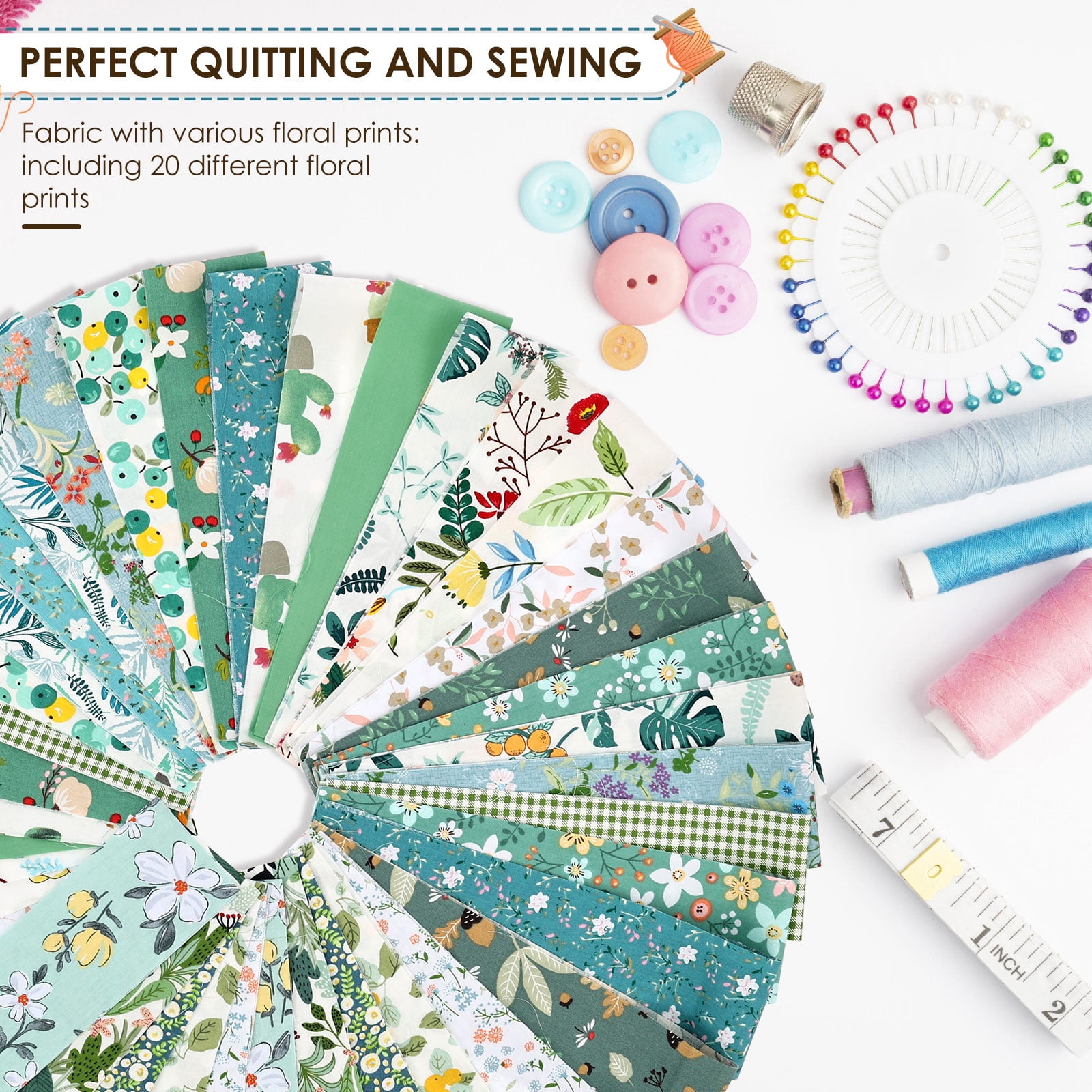 Ikoopy 80/100Pcs Jelly Roll Fabric Strip Set Cotton Floral Print Pre Cut Quilting Strip Quilting and Sewing Patchwork Roll for DIY Craft Blanket Rug