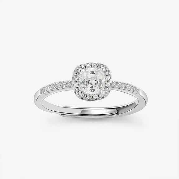 Spot Jewel 14K White Gold Plated Ring - 1.7 Ct Cushion Cut Diamond Ring - Halo Engagement Wedding Ring - Gorgeous Anniversary Gift for Women's - Causal Office Wear Ring - Daily Wear Fine Jewelry