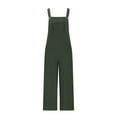 thumbnail image 3 of Usmixi Jumpsuits for Women Dressy Comfort Cotton Linen Casual Solid Loose Straight Strap Long Jumpsuits with Pocket Summer Square Neck Sleeveless Plain Maxi Formal Rompers Army Green s, 3 of 5