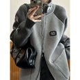 thumbnail image 2 of Suéter de cuello alto vintage, cárdigan gris con doble cremallera, suéter de otoño para mujer, chaqueta de retazos con estampado de estrellas de moda coreana Y2k, 2 of 5