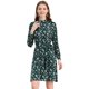 thumbnail image 1 of Vestido Floral De Una Línea De Manga Larga Con Columpio Hasta La Rodilla Y Cuello Simulado Para Mujer Verde oscuro M, 1 of 6