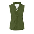 thumbnail image 4 of yunLCZ Basic T Shirts Womens Sleeveless Ruffle Peplum Front Tank Tops Casual Summer V Neck Shirts Women's Short Sleeve Shirts Green S, 4 of 4