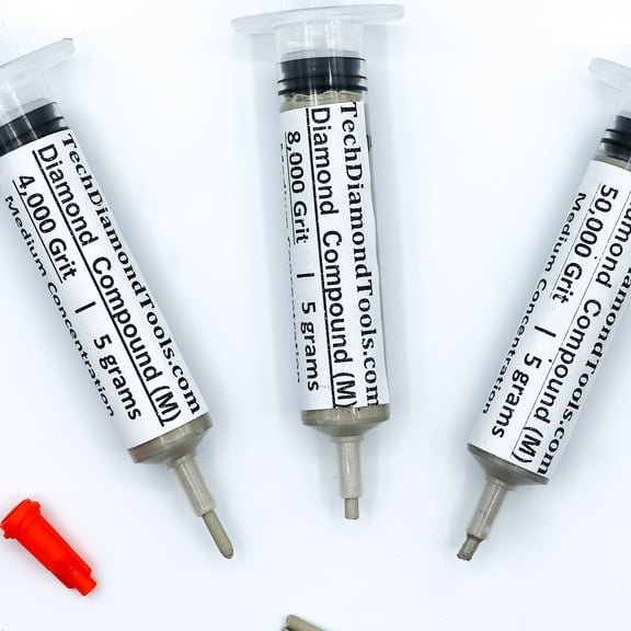 TechDiamondTools Diamond Polish Paste Set of 3 Syringes X 5 Grams (M), Diamond Polish Compound, Sizes 4000 8000 50000 Grit, Mesh with Medium - 25% Concentration of Diamond Powders