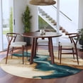 thumbnail image 3 of Round Rugs 7Ft, Teal Brown Round Area Rug Washable Indoor Throw Carpet, Contemporary Modern Abstract Art Large Non Slip Circle Rug for Dining Room Playroom Home Decor Aesthetic, 3 of 8