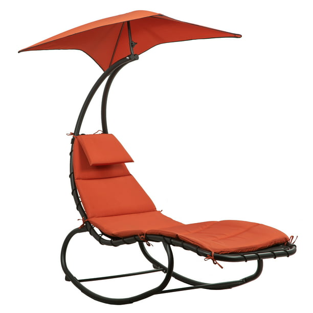 BELLEZE Outdoor Hanging Chaise Lounge Chair Swing Curved