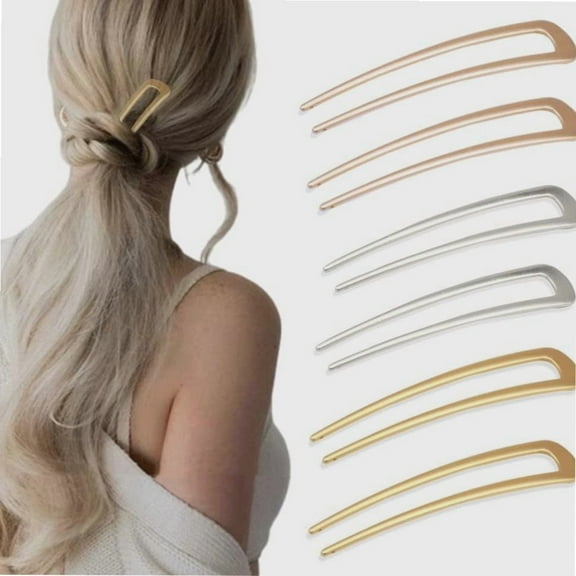 6 Pieces U Shaped Hair Pin Hair Grips Vintage Hair Stick French Style Cellulose Acetate Tortoise Shell Fork Sticks Updo Chignon Pin for women Girls