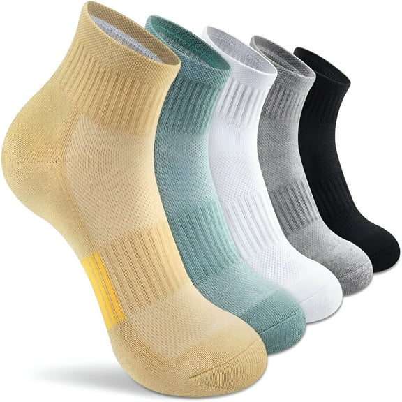 TELOLY Ankle Socks Women's Athletic Thick Cushioned Running Hiking Low Cut 5-Pairs