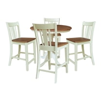 International Concepts 36" Round Pedestal Gathering Height Table with Two Counter Height Stools