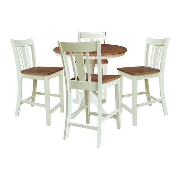International Concepts 36" Round Pedestal Gathering Height Table with Two Counter Height Stools