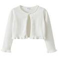 thumbnail image 2 of Otqutp Girls Spring and Fall Round Neck Wooden Ear Edge Pearl Knitted Cardigan Girls Open Front Sweaters Kids Fall Fashion Side Slit Outerwear(White,3-4 Years), 2 of 8