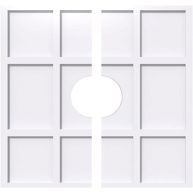 Ekena Millwork CMP32RK2-07000 32 in. OD x 7 in. ID Square Rubik Architectural Grade PVC Contemporary Ceiling Medallion - 2 Piece