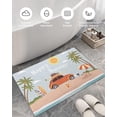 thumbnail image 5 of Summer Coastal Seaside Truck and Palm Trees Ultra Soft Bathroom Rug, Shag Floor Bath Mat Warm Fluffy Carpet Non-Skid Shaggy Washable Door Mats, Ocean Beach and Sun Entrance Welcome Rugs, 5 of 6