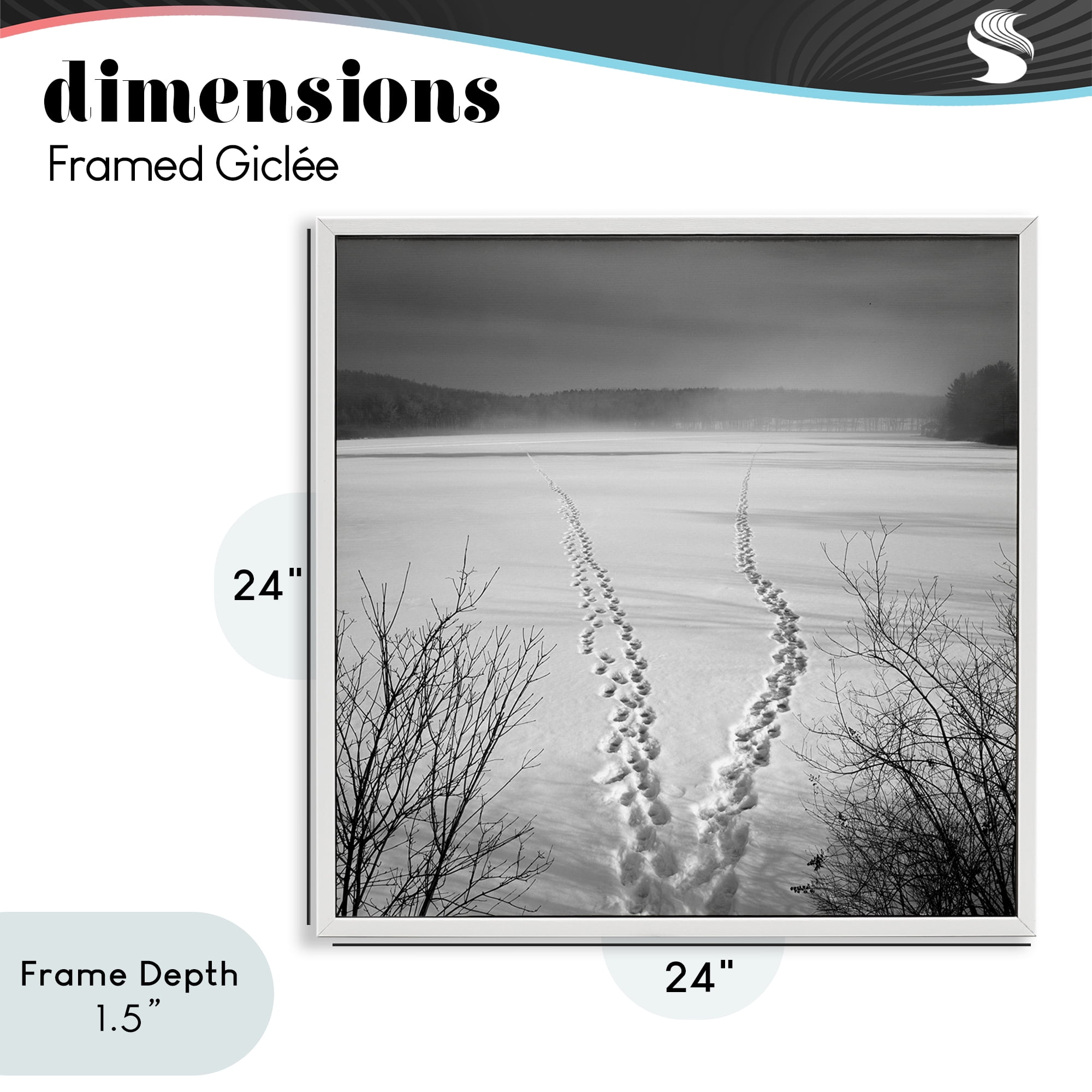 Stupell Industries Snowstep Tracks Across Frozen Lakes White Framed Giclee Art, design by Chip Forelli