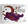 thumbnail image 1 of Sweet Dreams Pillow Sham Crescent Moon with Stars Ethnic Design Inspirations Swirls and Curves Pattern, Decorative Standard King Size Printed Pillowcase, 36 X 20 Inches, Multicolor, by Ambesonne, 1 of 2