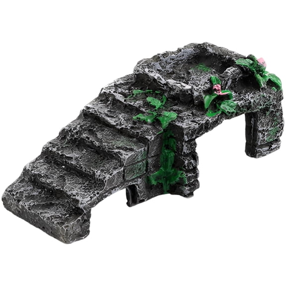 Reptile Hideout with Sun Platform, 4.7 x 2.2 x 1.8 in / 12 x 5.7 x 4.5 cm Resin Climbing Platform, Hermit Crab Accessories, Aquarium Decor for Lizards, Geckos, Snakes