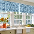 thumbnail image 4 of 2 Pack Marble Morocco Valance for Window Blue Modern Geometric Gold Abstract Plaid Kitchen Valance Rod Pocket Short Curtain Topper Decorative Window Treatment for Living Room Bedroom 42"x18", 4 of 8