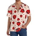 thumbnail image 3 of KLL Red Ladybug Print Men's Shirt Short Sleeve Button Down Summer Cuba Beach Shirts- 4X-Large, 3 of 7