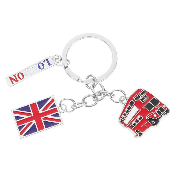 Exquisito llavero de estilo británico, llavero de recuerdo de Londres, llavero de aleación, colgante, recuerdo de viaje, amuleto estético para colgar en el bolso.