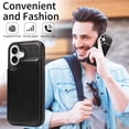 thumbnail image 6 of for iPhone 17 Case with Card Slots, PU Leather Protective Shockproof Case with Ring Buckle, Magnetic Clasp Kickstand Cover for Women Men for iPhone 17 - Black, 6 of 9
