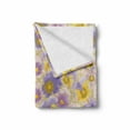 thumbnail image 2 of Floral Soft Flannel Fleece Throw Blanket, Hand Drawn Pansy Flowers Garden Botanical Watercolor Pattern, Cozy Plush for Indoor and Outdoor Use, 50" x 60", Lavender Lilac Yellow, by Ambesonne, 2 of 6